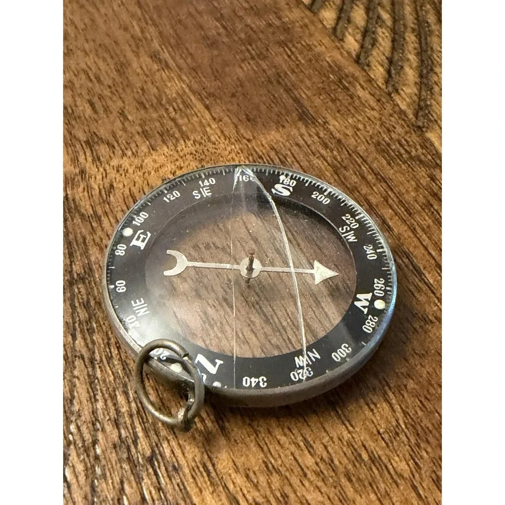 Vintage Japan Handheld Double-Sided Day/Night Glass Compass Glow in the Dark